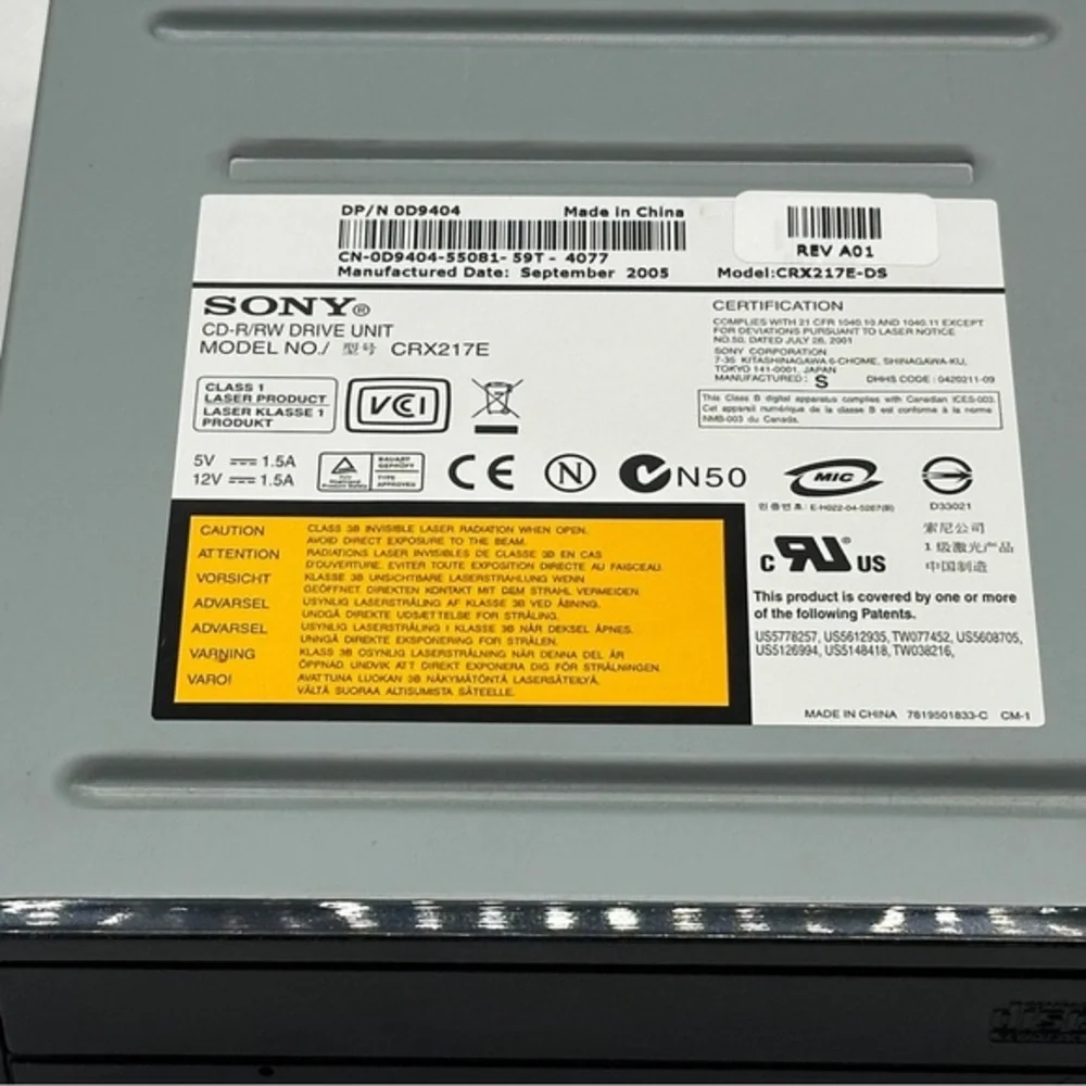 Vintage Sony Dell‎ Internal IDE CD/RW CD Burner Optical Drive CRX217E PC D9404